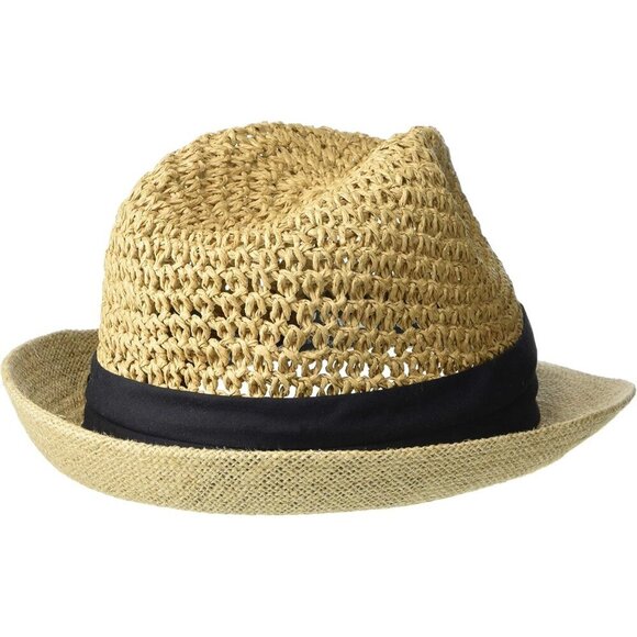 Women\'s Fedora Hat Black Paper Jute Woven 57cm Casual Accessory